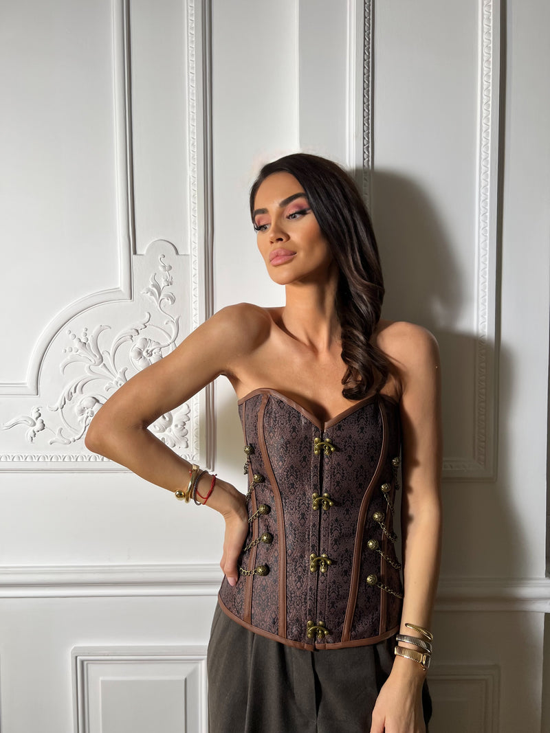 Chain Queen Corset Brown