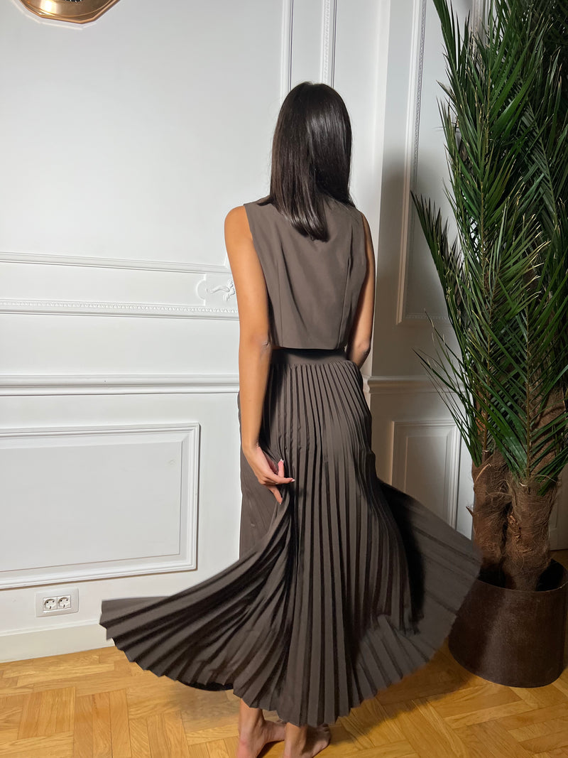 Pleated Muse Set in Brown