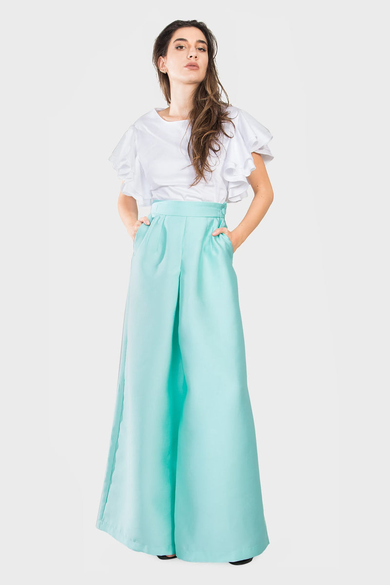 Nile Green Wide Leg Pants