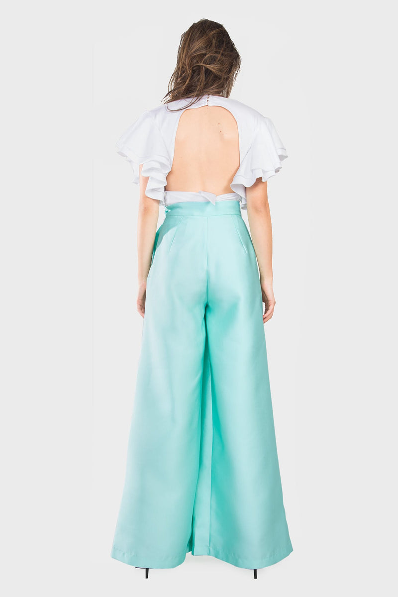 Nile Green Wide Leg Pants