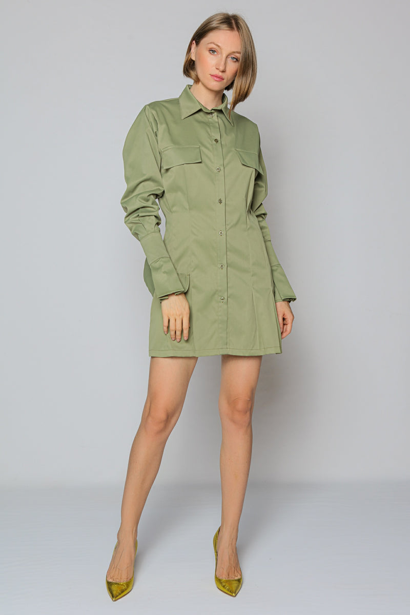 Cool Sleeves Shirt Dress (green)