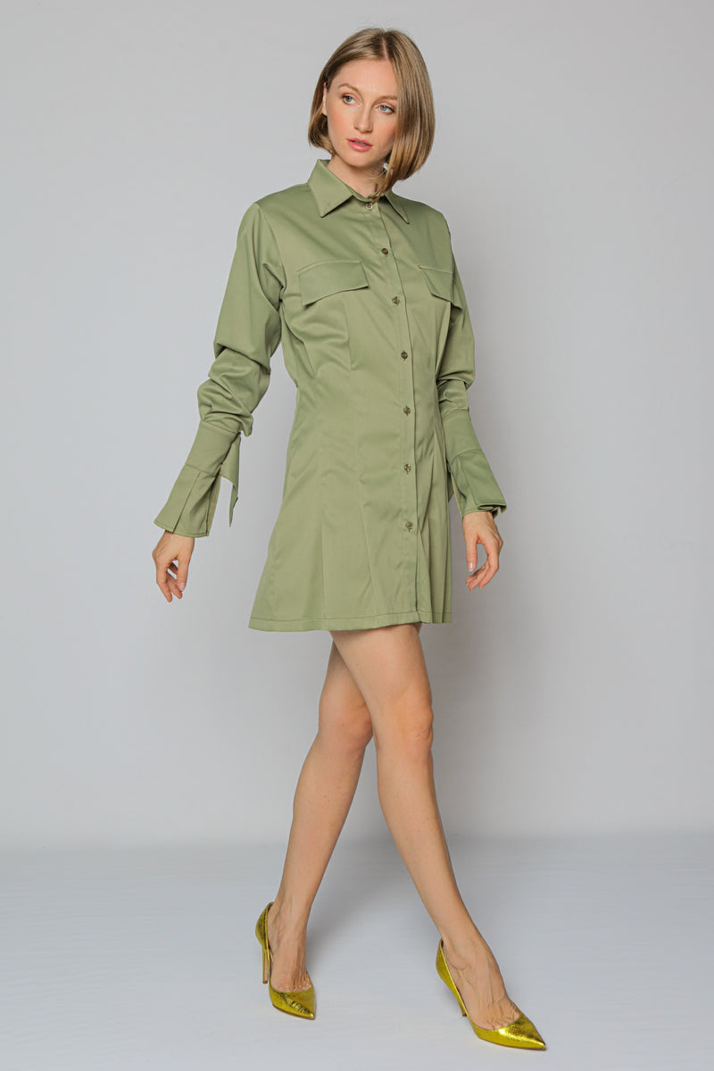 Cool Sleeves Shirt Dress (green)